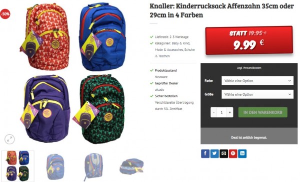 Affenzahn Kinderrucksack - dealclub.de Angebote bei markttip.de